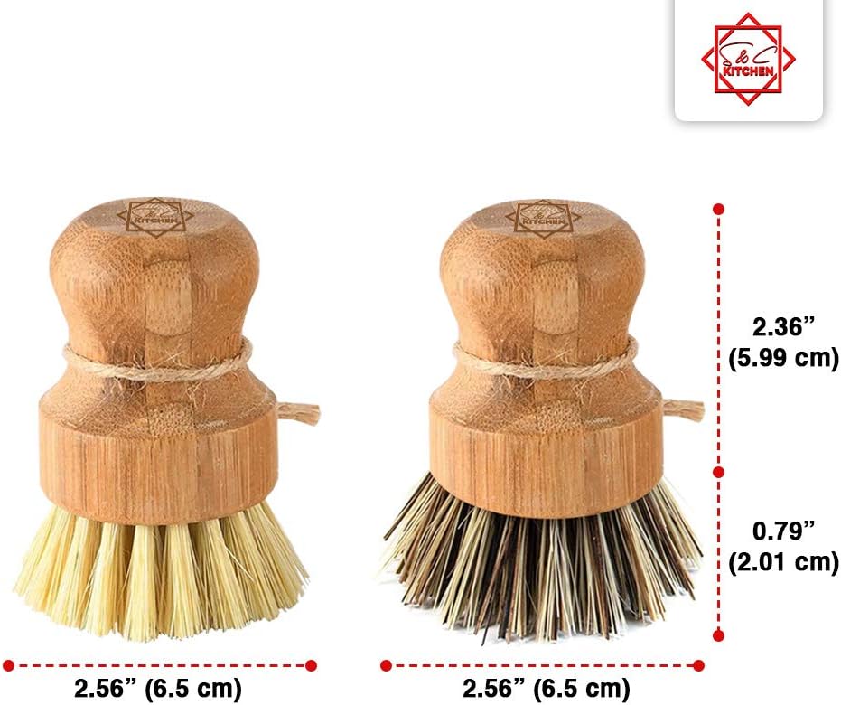 S C Bamboo Dish Scrub Brush Set of 2