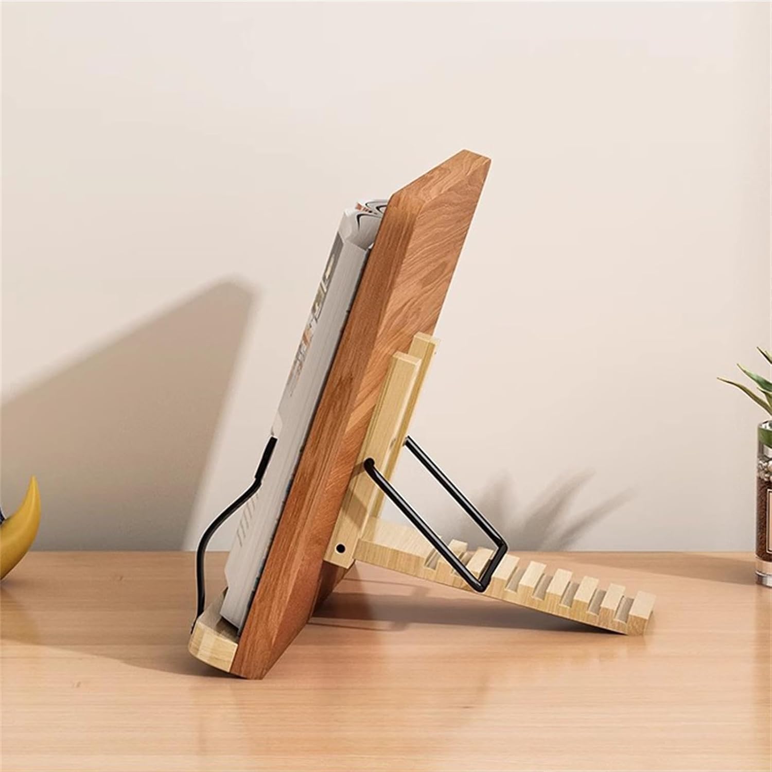 Wooden Floor Stand Book Holder for Kitchen Office
