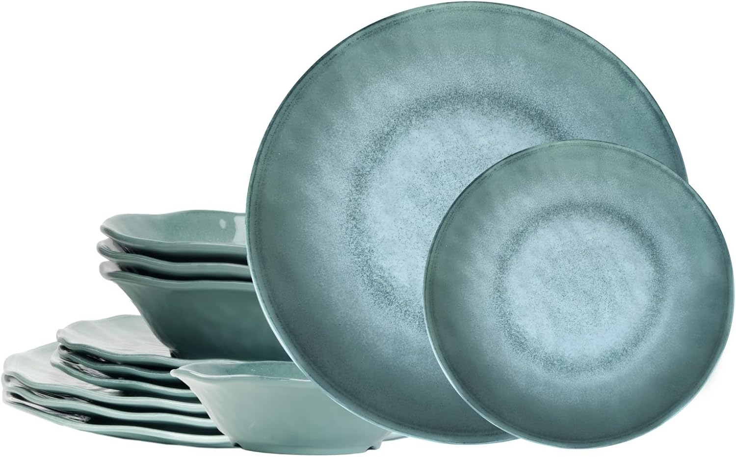 Miss Yip Melamine Dinnerware Set for 4 12 Pcs Durable Plates Bowls