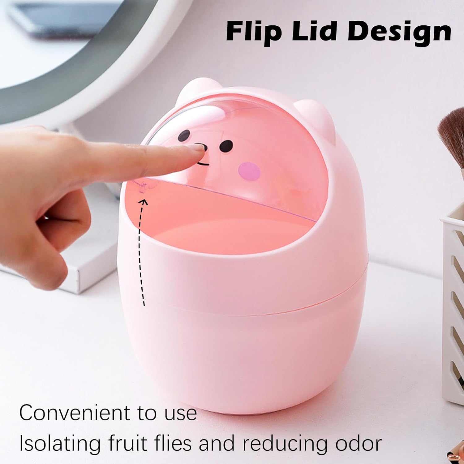 3 Pack Cute Desktop Trash Can with 180 Bags
