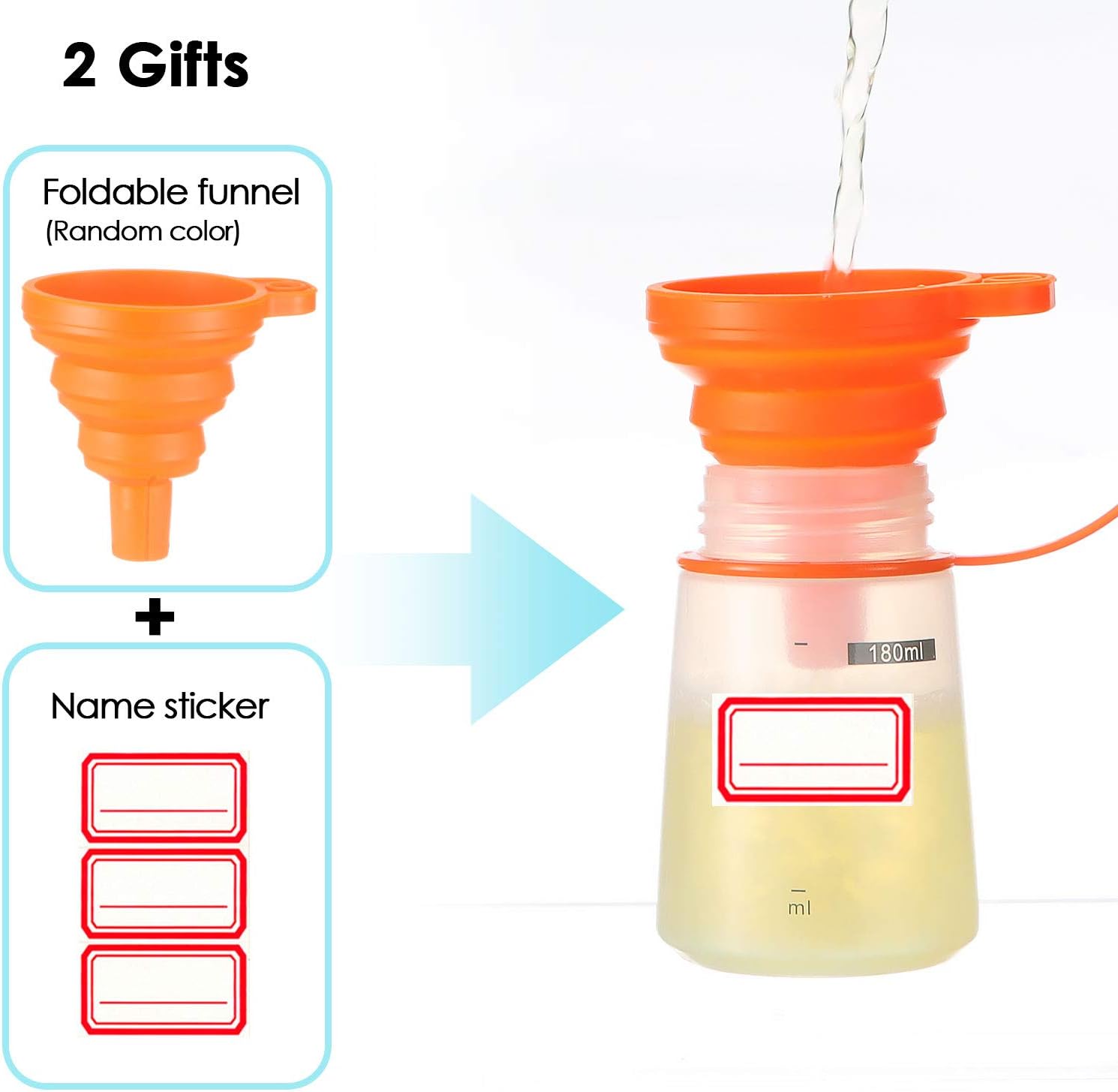Ondiomn 2 Pack 180ml Wide Mouth Squeeze Bottles BPA Free