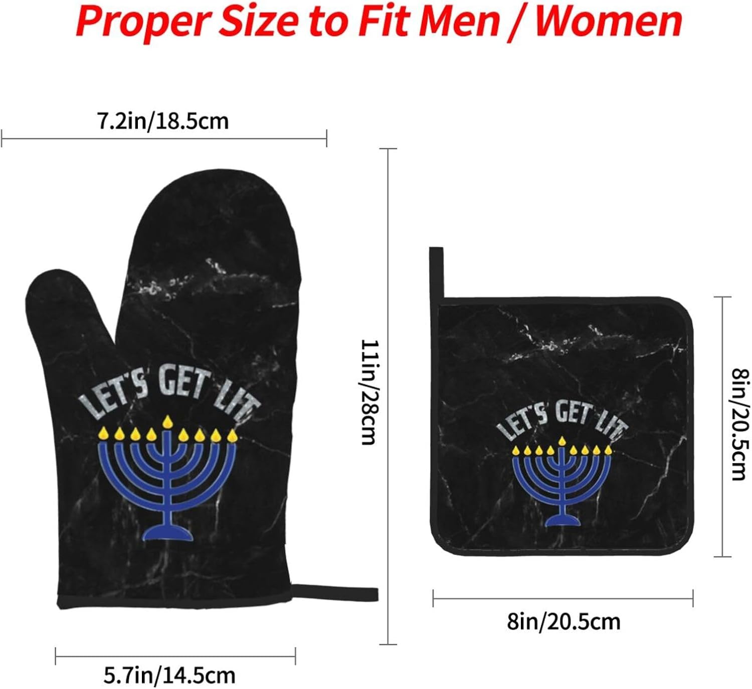 Happy Hanukkah Oven Mitts and Pot Holders Set 4 PCS