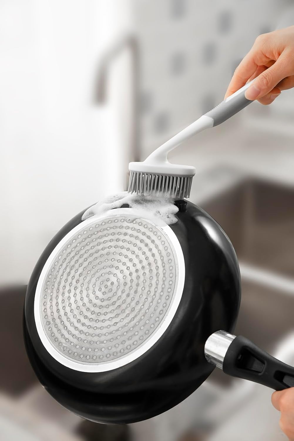 AMORBASE Dish Scrubber with Scraper Tip and Soft Bristles 1