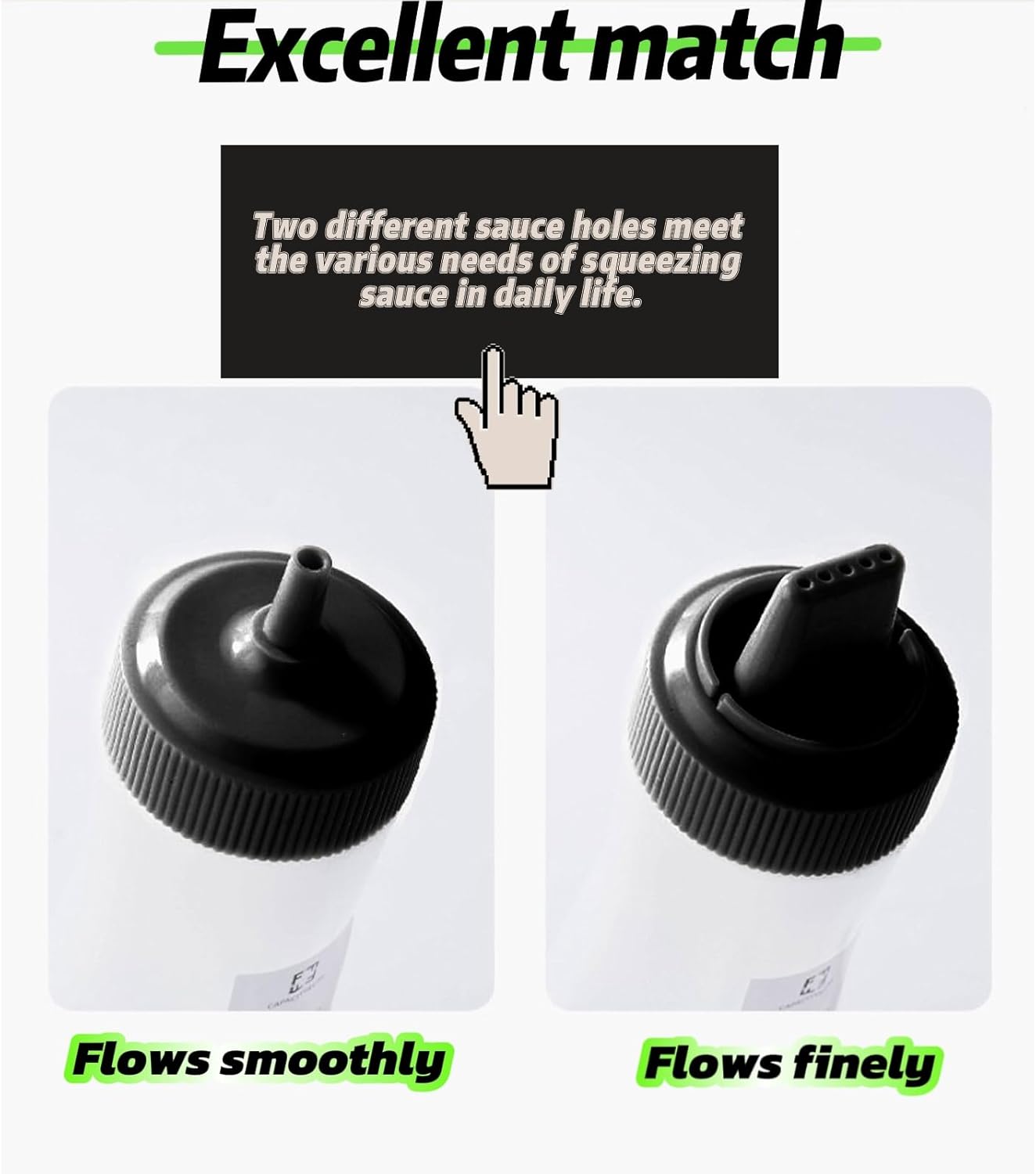 2 Packs 12-Ounce Salad Ketchup Squeeze Bottles with Black Design