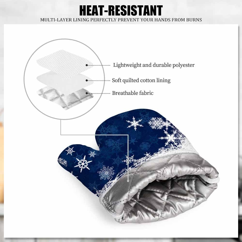 Mxocom Winter Blue Snowflake Oven Mitts Set