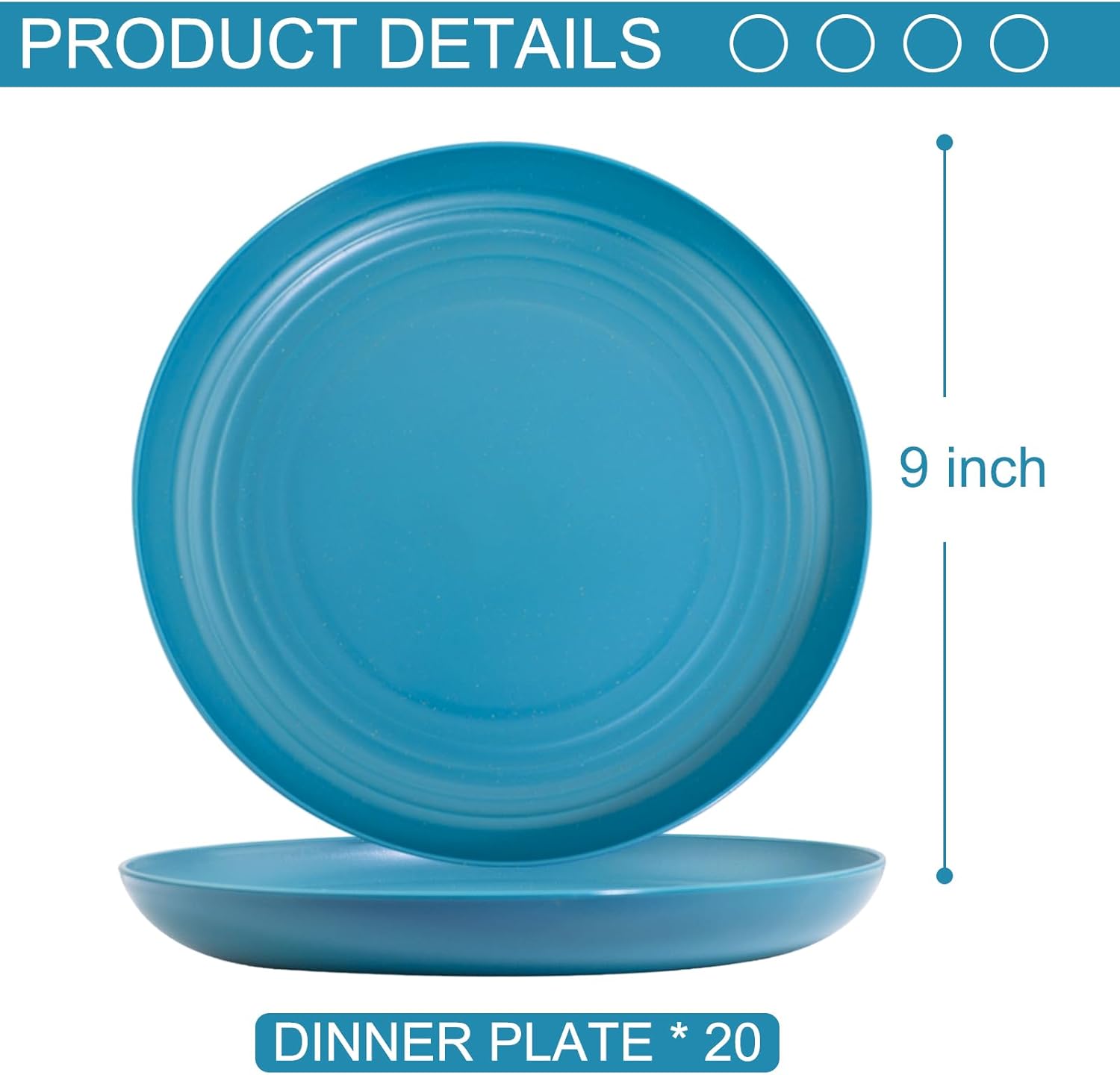 LIYH 20 PCS Wheat Straw Plates - 9 Inch Unbreakable Dinnerware