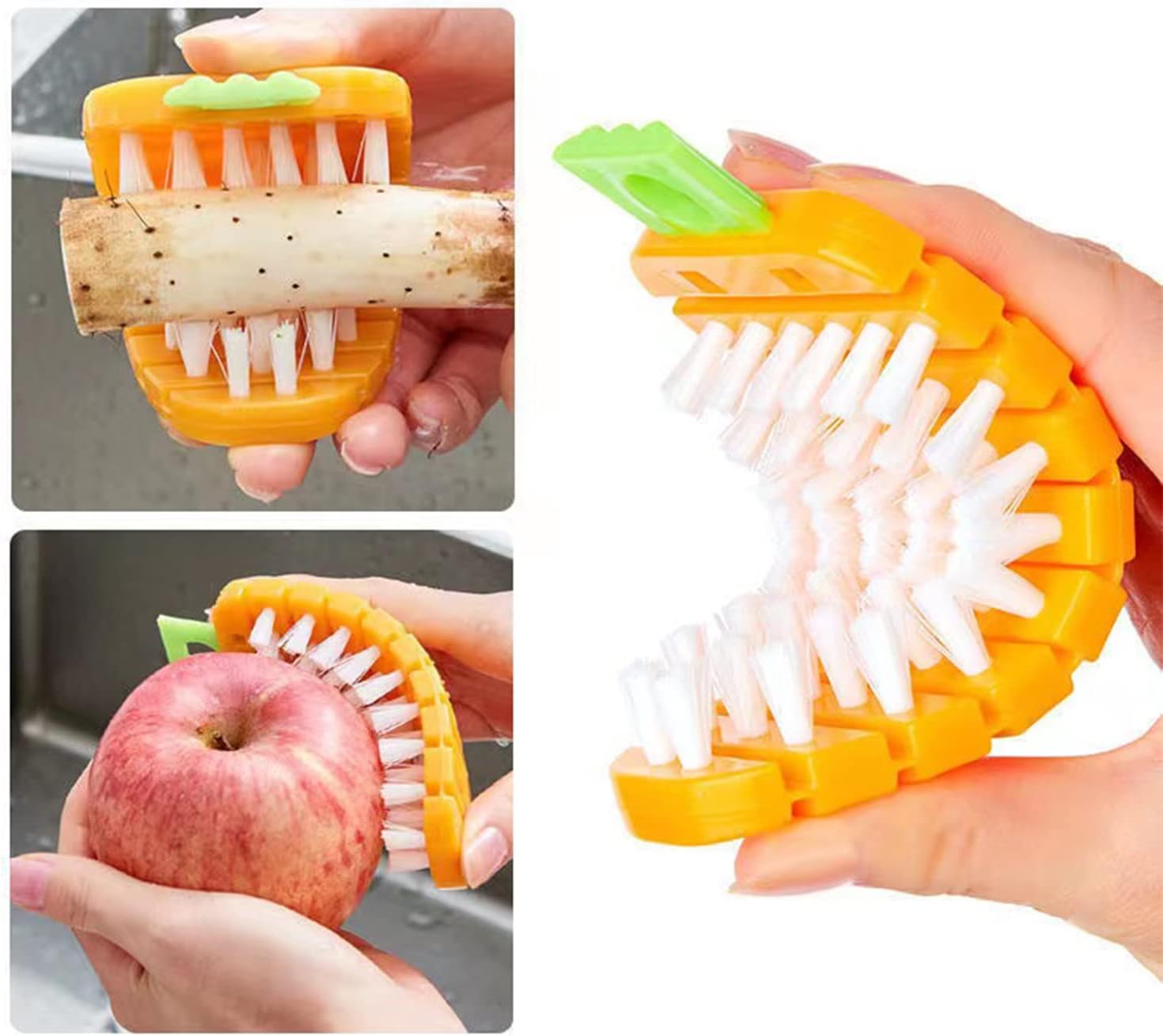 Qishing 3 Pack Flexible Fruit Veggie Brush