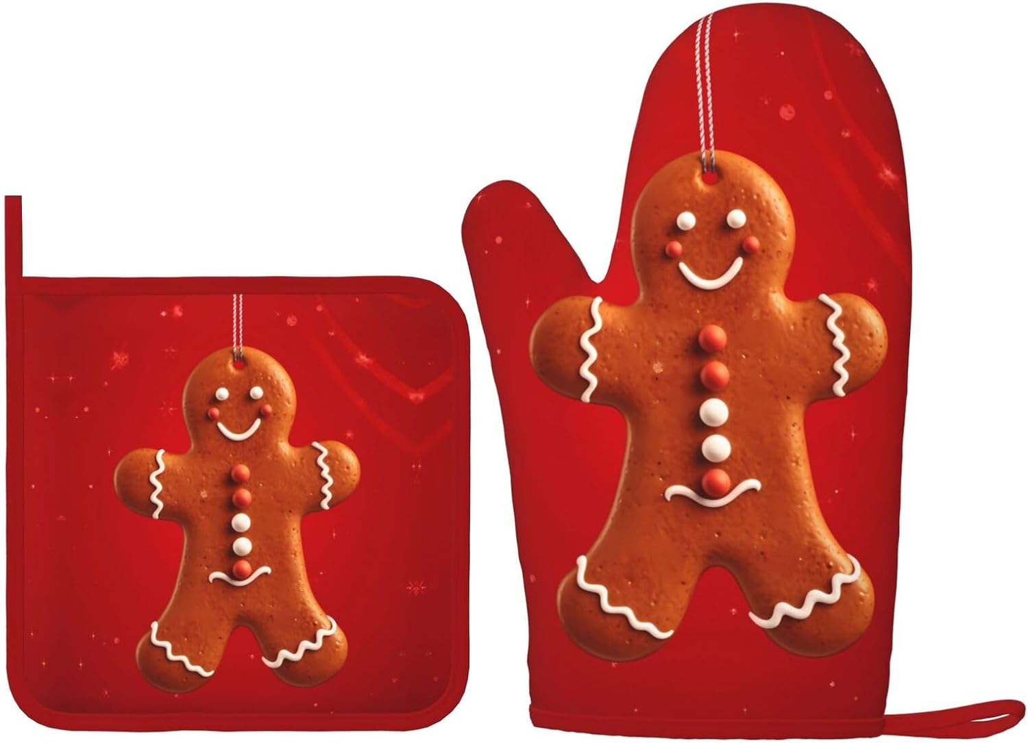 SHIRMDIY Oven Mitts and Potholders Gingerbread Man Christmas Silicone Set