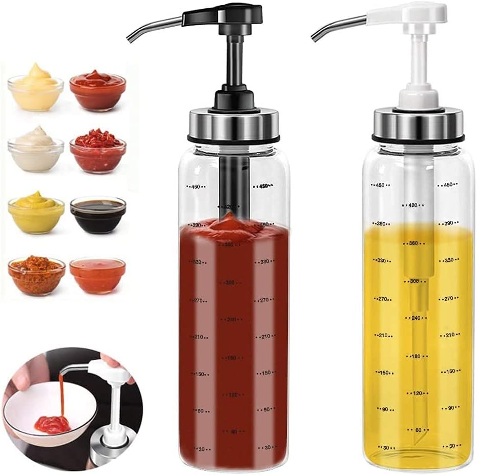 GERUSE Sauce Squeeze Bottle Set 2 Pack 17 Oz No Drip