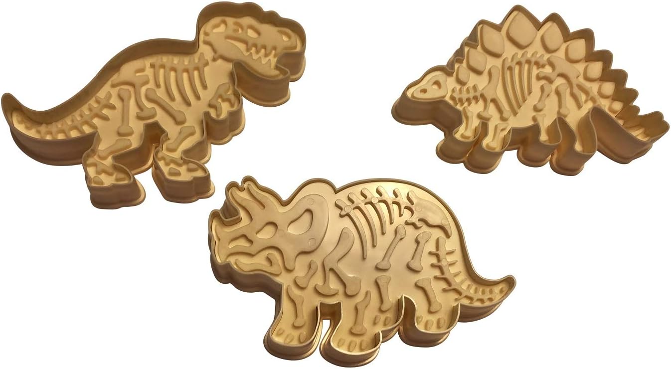 3 Dinosaur Cookie Cutters T-Rex Triceratops Stegosaurus by Jolly Jon