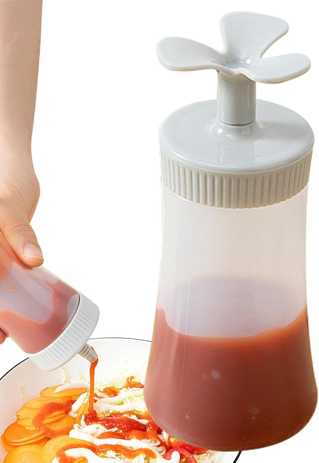 Tmay Squeeze Sauce Bottle with Inverted Design and Non-Spill Tip