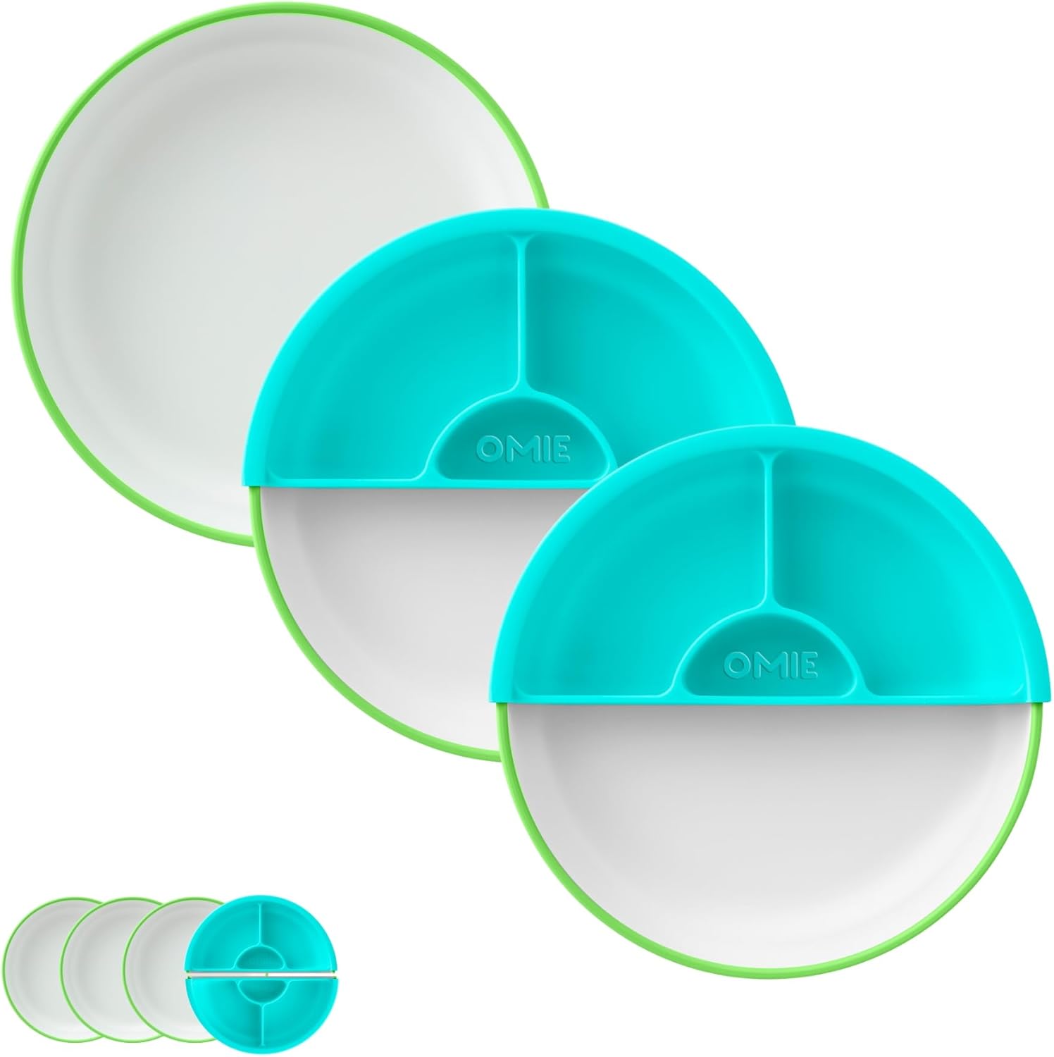 Omie Easy Scoop Plates for Kids Green