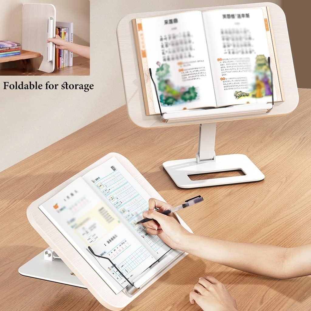 Adjustable Cookbook Stand with Spring Clips and EVA Pad