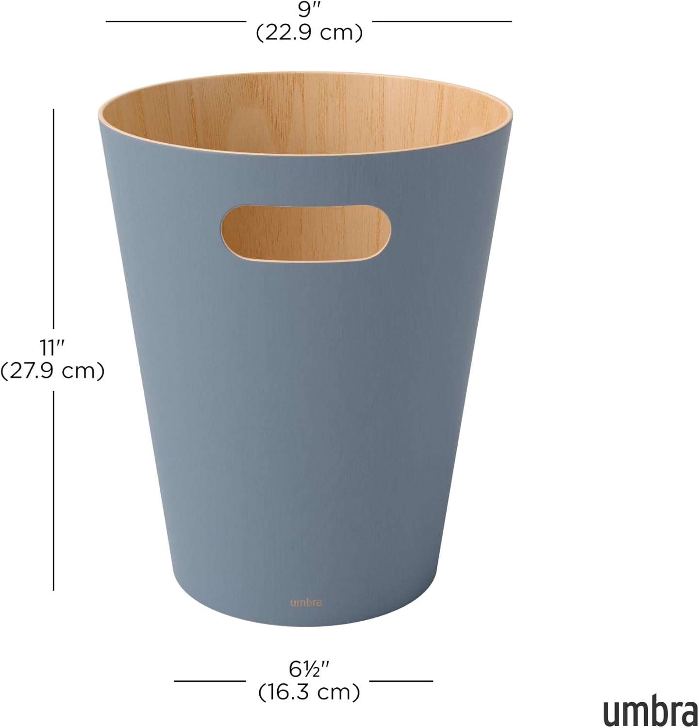Umbra Woodrow 2-Gallon Wooden Trash Can Slate Blue