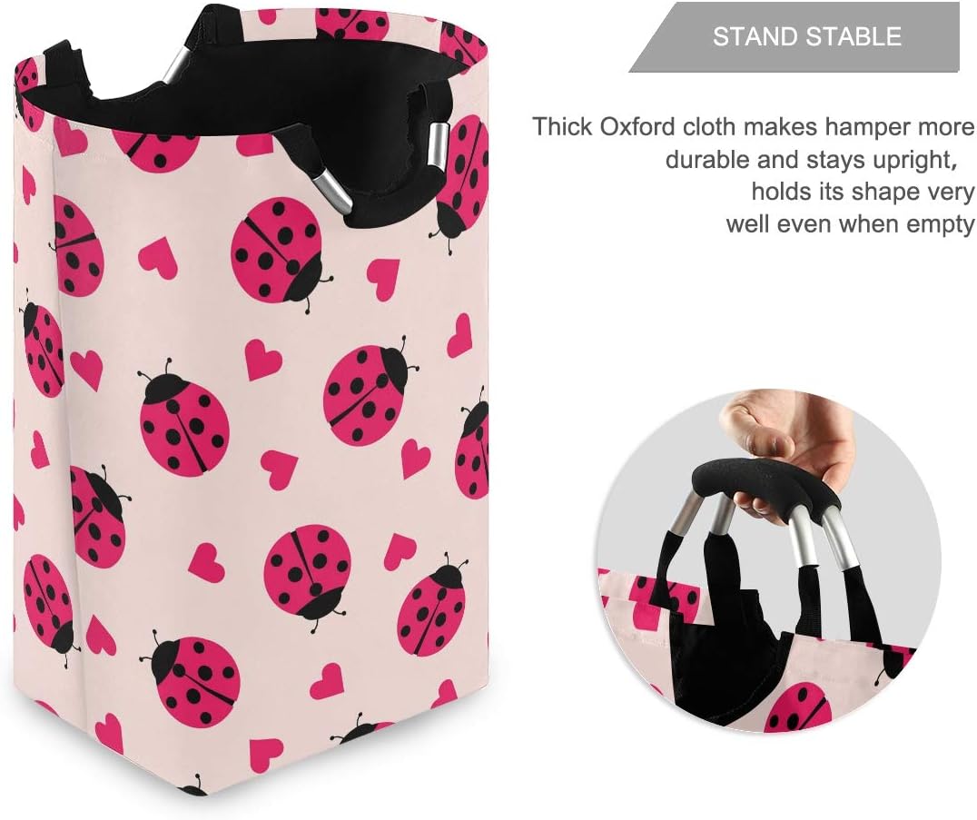 MOYYO Foldable Laundry Basket with Handles and Unique Ladybug Design 1