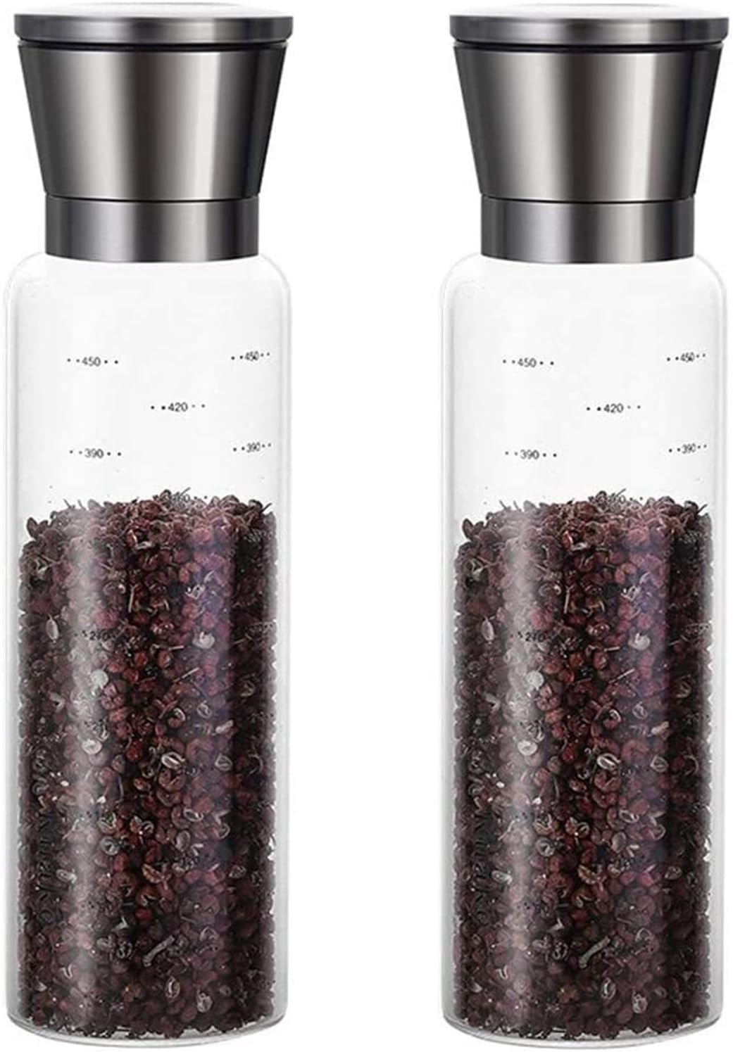 ZAEGO Refillable Pepper Mill Set Of 2 Silver