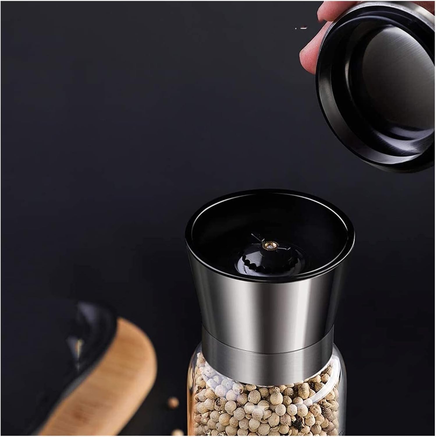 ZAEGO Refillable Pepper Mill Set Of 2 Silver