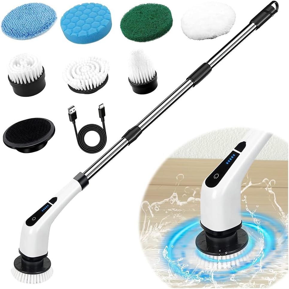 axGear Cordless Electric Spin Scrubber with 7 Brush Heads