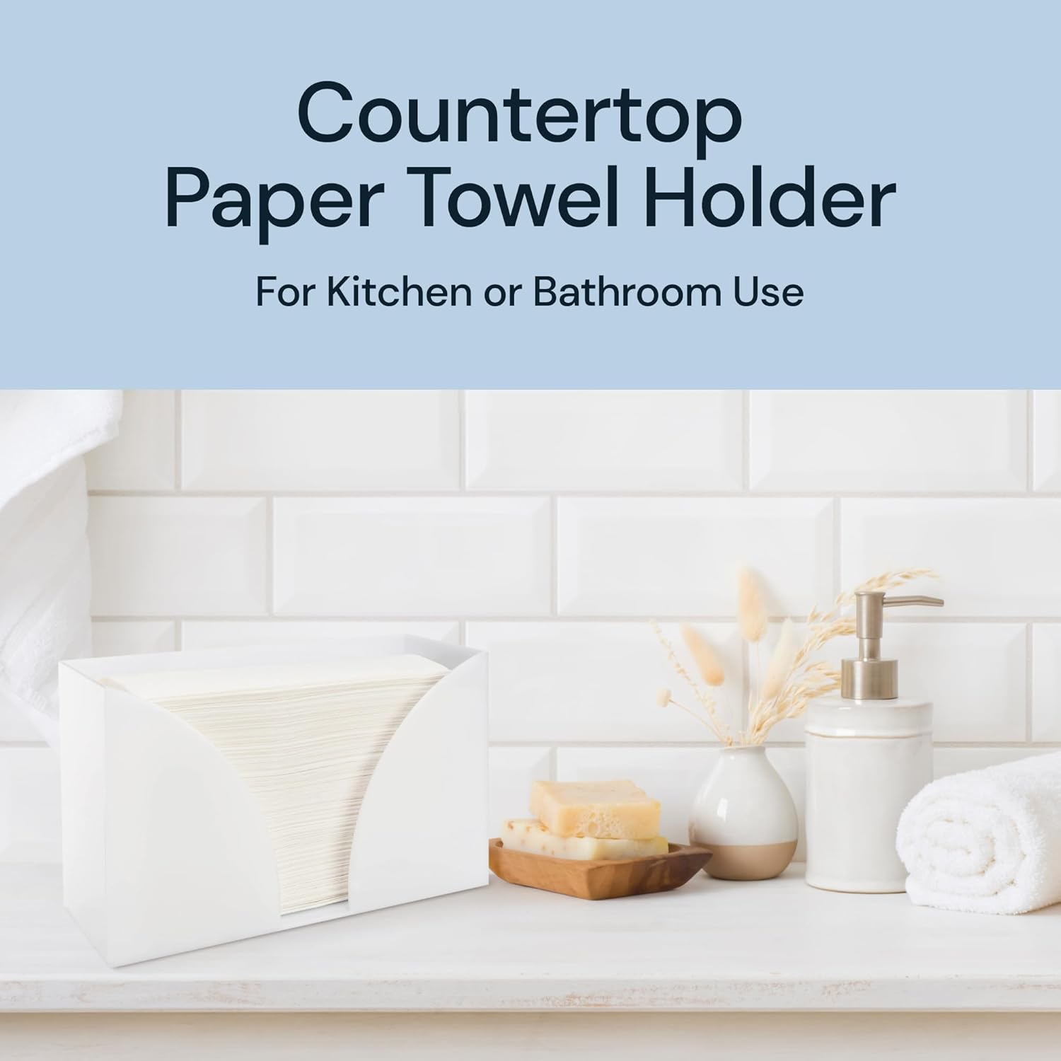 SimplyImagine Countertop Paper Towel Holder - White Acrylic