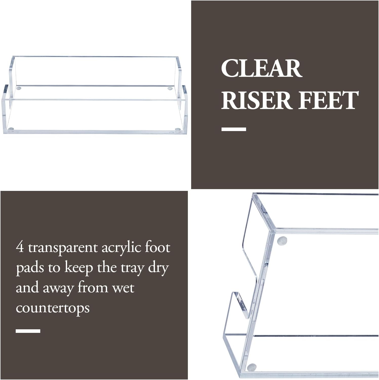 MyGift Premium Clear Acrylic Towel Tray for Vanity Countertop