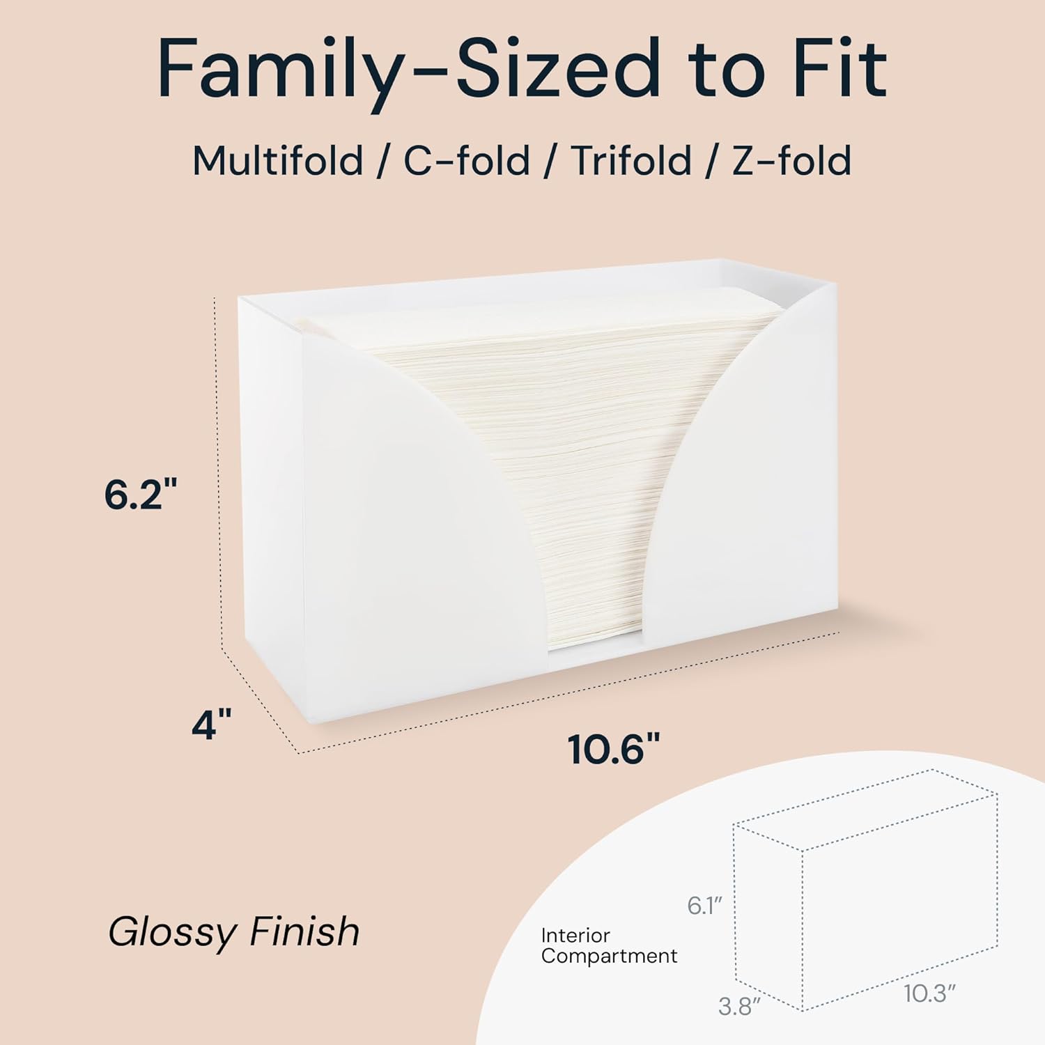 SimplyImagine Countertop Paper Towel Holder - White Acrylic