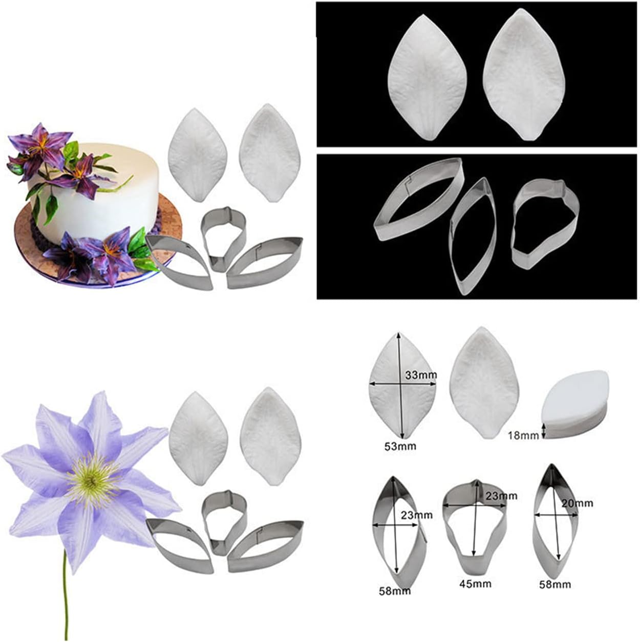 GGW Clematis Petals Fondant Mold Set 5pcs