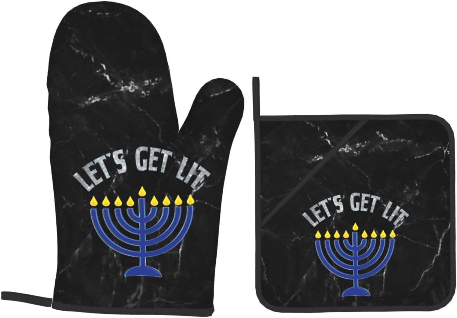 Happy Hanukkah Oven Mitts and Pot Holders Set 4 PCS