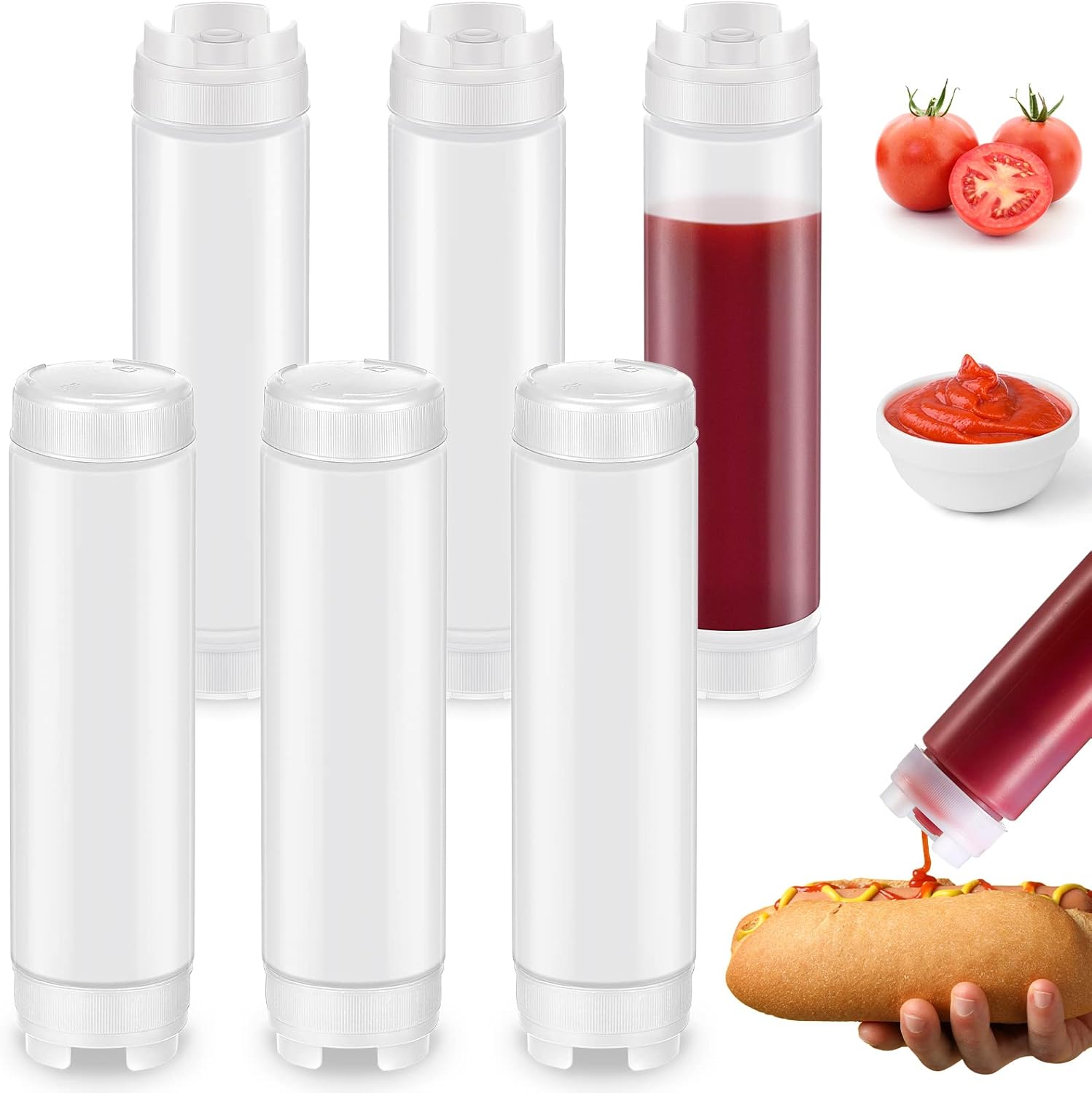 Sabary 6 Pcs 16 oz Condiment Squeeze Bottles