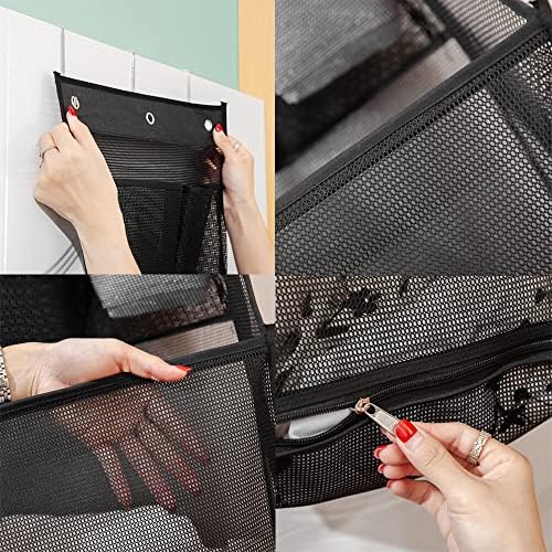 ALYER Multifunctional Door Laundry Basket with 3 Hooks and Zipper Black