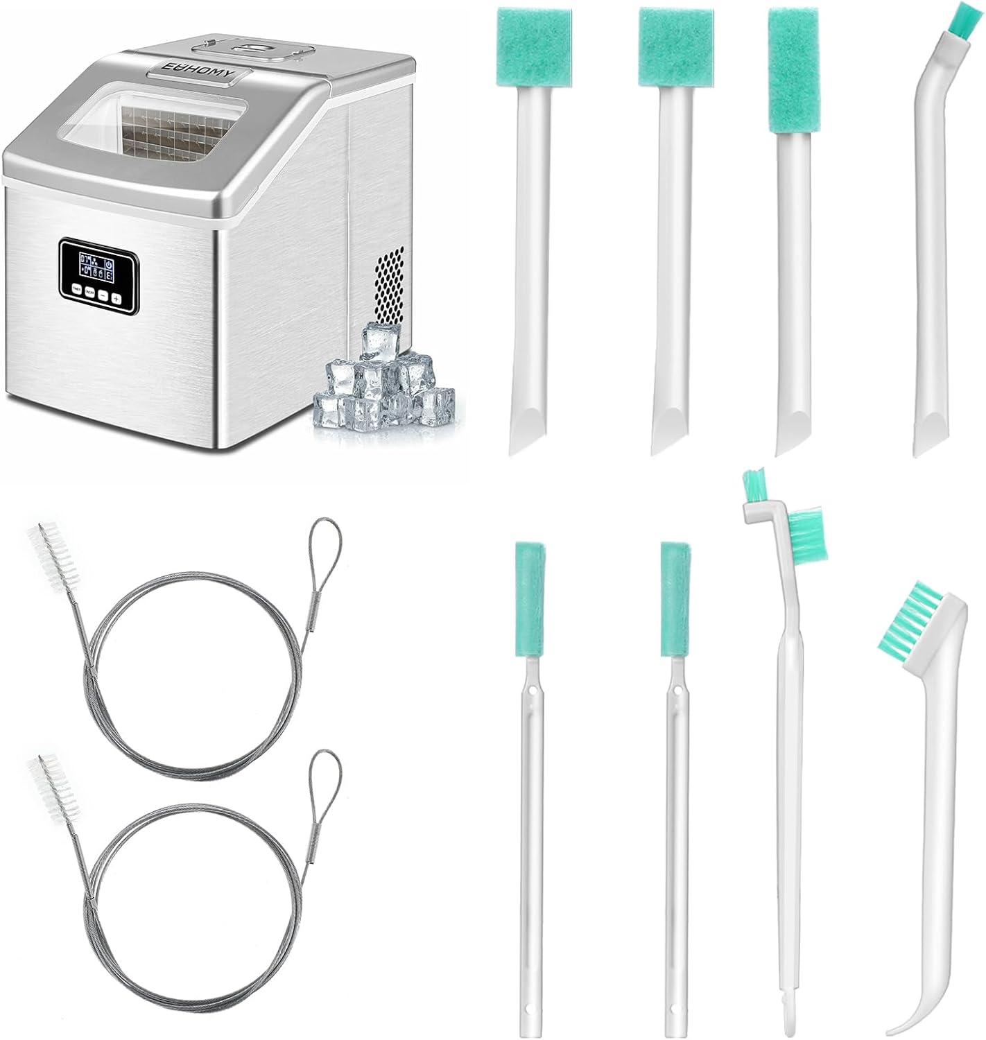 Ice Maker Cleaner Set 8pcs Crevice Brushes 2pcs Drain Pipe Brush
