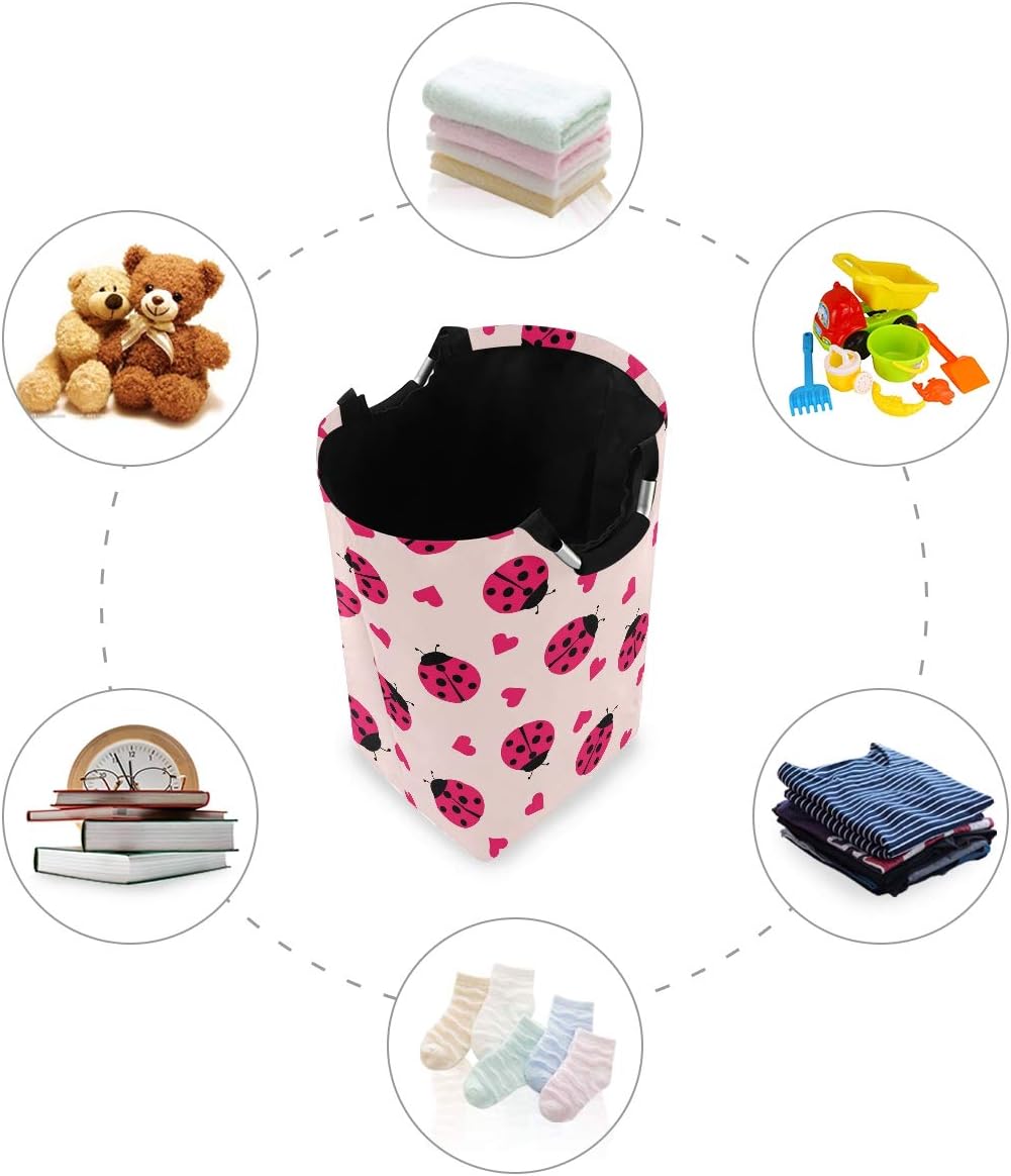 MOYYO Foldable Laundry Basket with Handles and Unique Ladybug Design 1