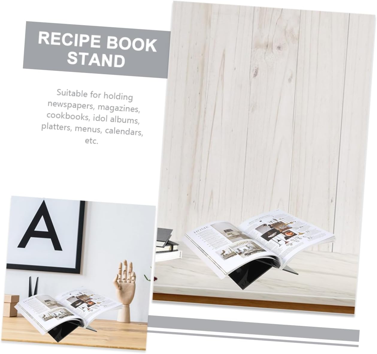1 Set Acrylic Cookbook Stand Book Holder Kitchen Display