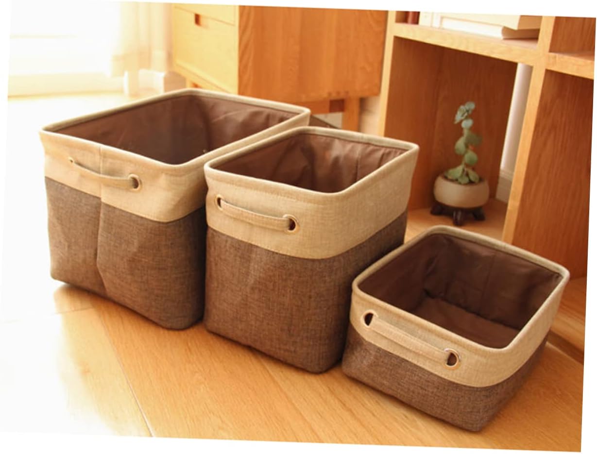 OKUMEYR Size S Cotton Linen Storage Basket with Handle 1