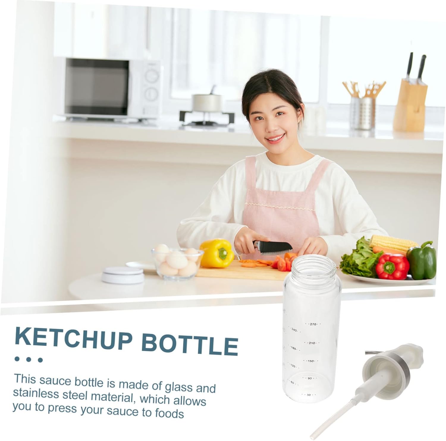 Cabilock 300ml Condiment Squeeze Bottle with Spring Lid