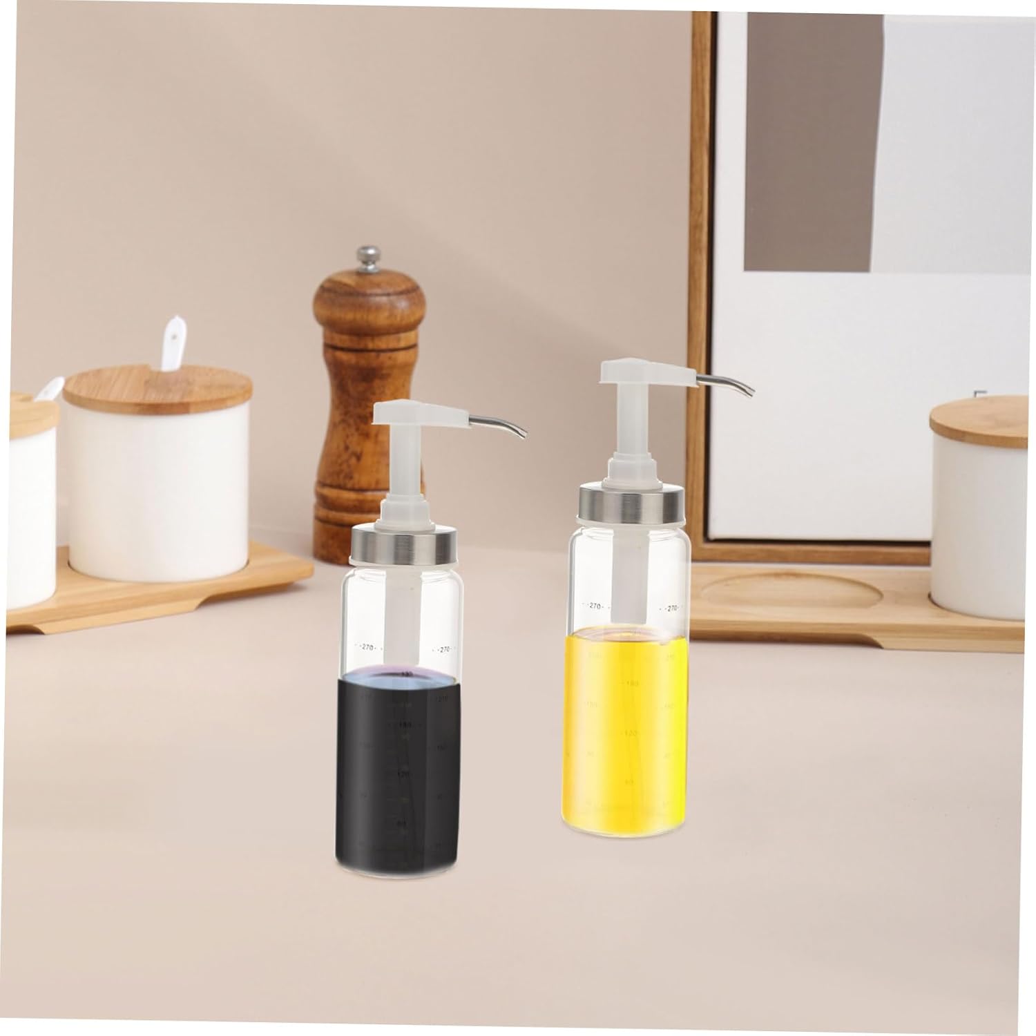 KICHOUSE 300ml Glass Condiment Squeeze Bottle