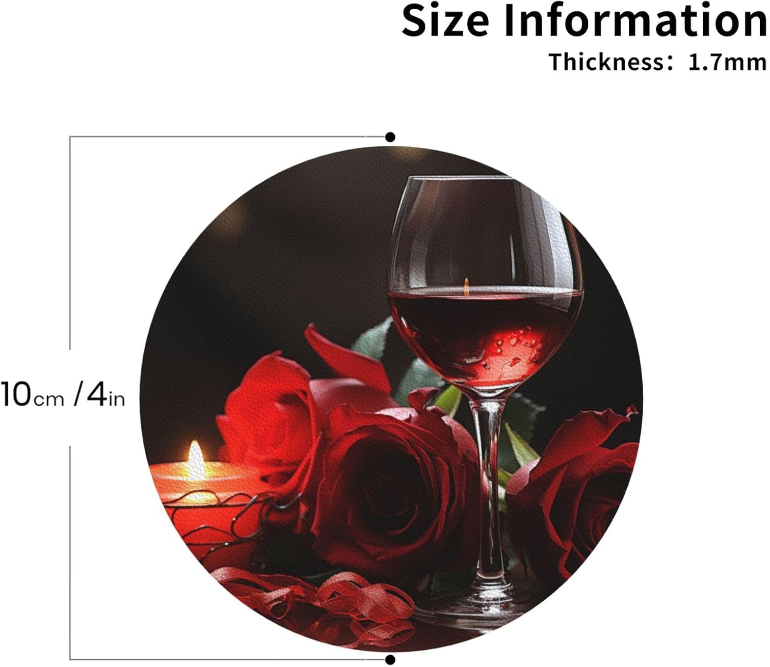 Red Rose Leather Coasters Set of 4 Waterproof Bar Coasters for Drinks