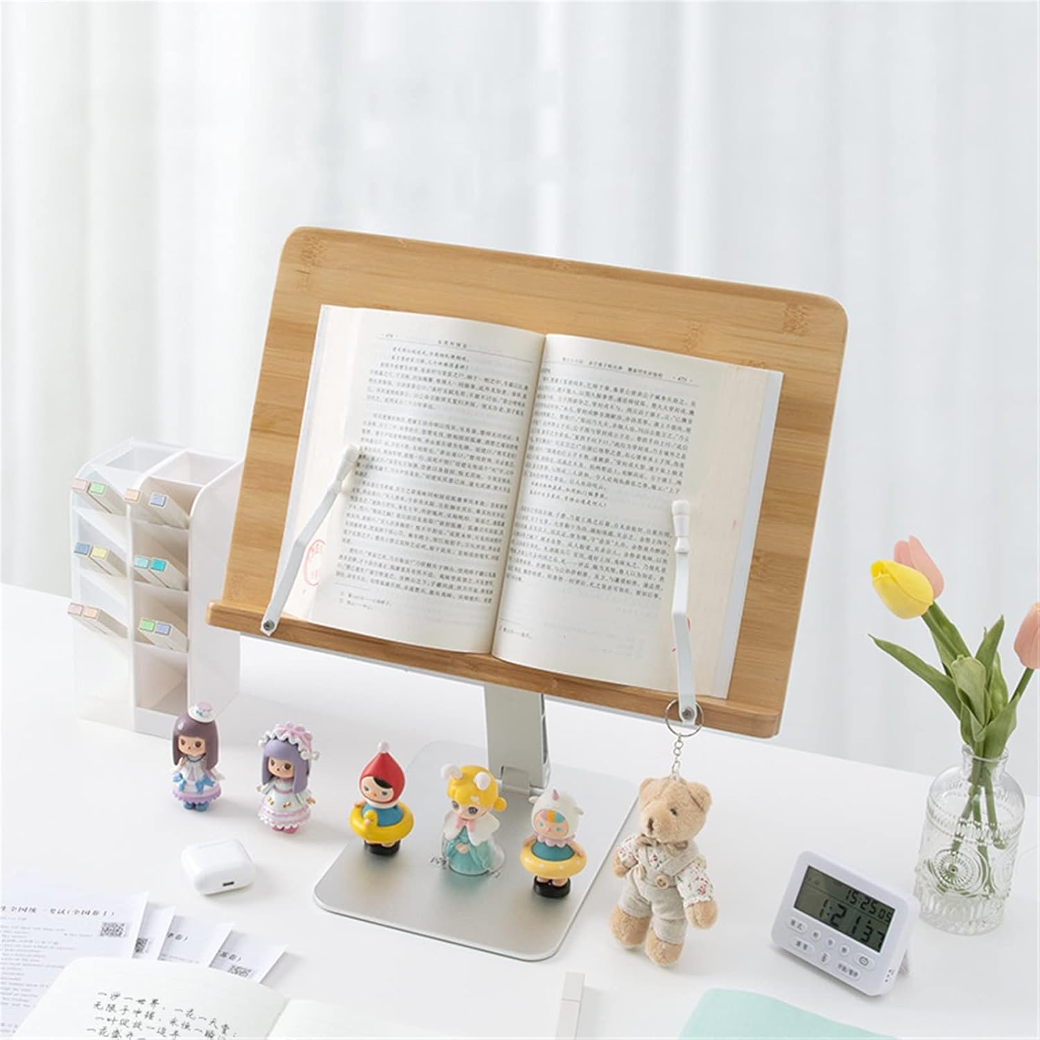 Adjustable Book Stand for Reading and Cooking