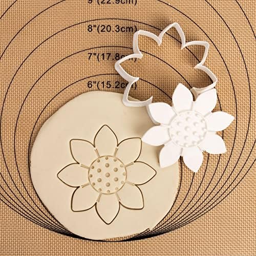 Flycalf Sunflower Cookie Cutter with Plunger Stamp