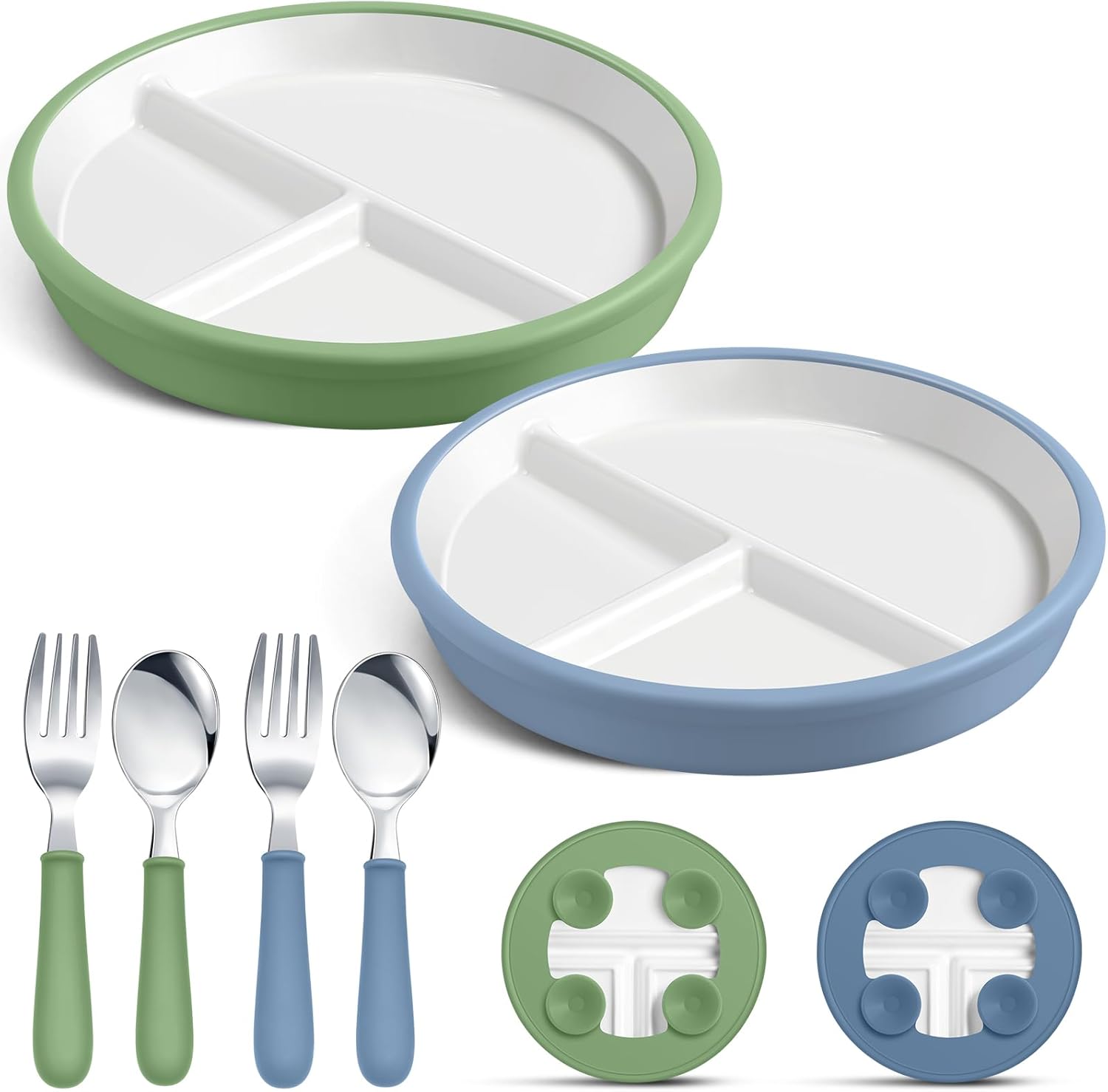 Teenyyou 2 Pack Toddler Plates with Anti-Slip Silicone Sleeve