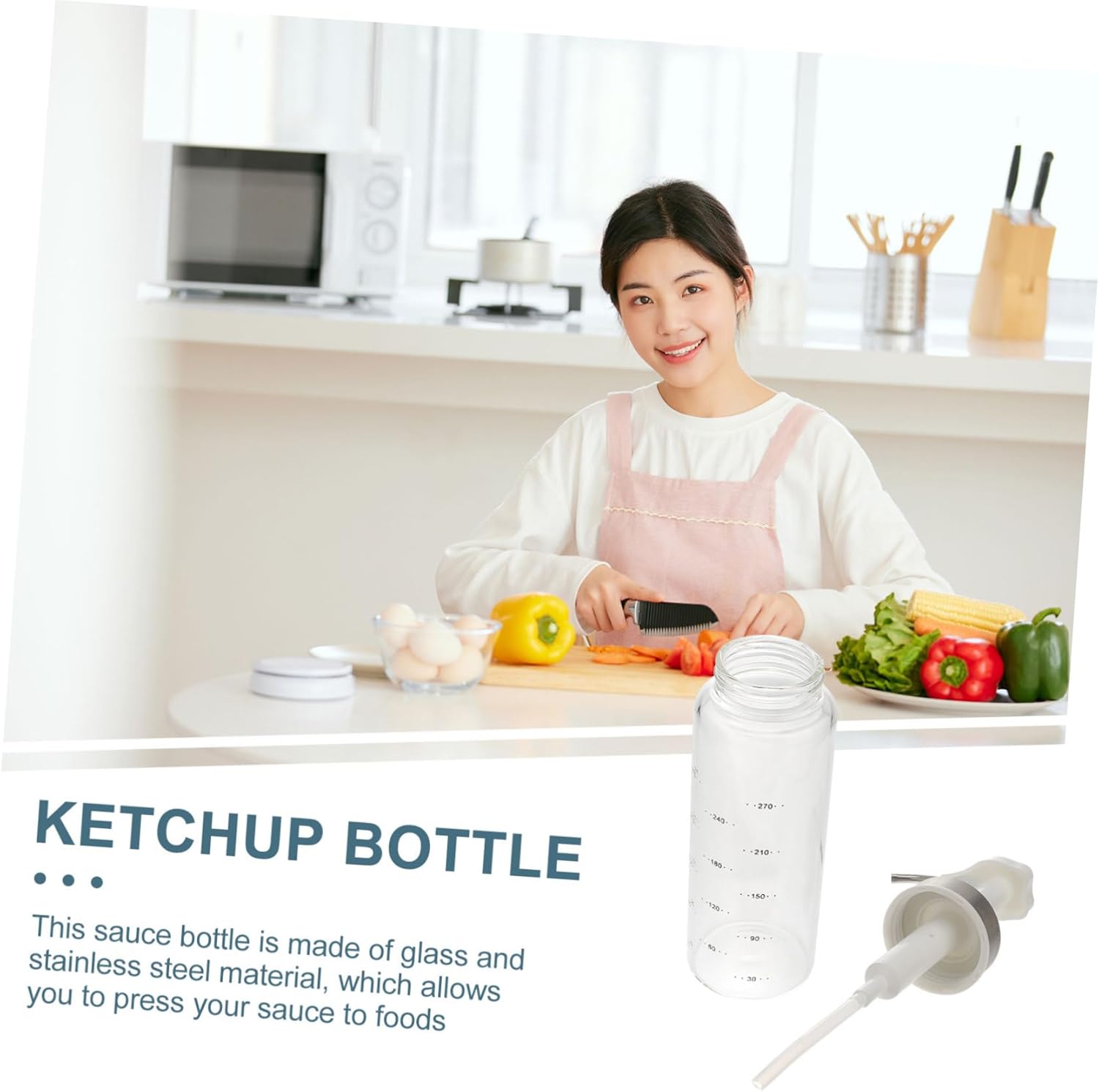 Luxshiny 300ml Squeeze Sauce Bottle for Home Kitchen