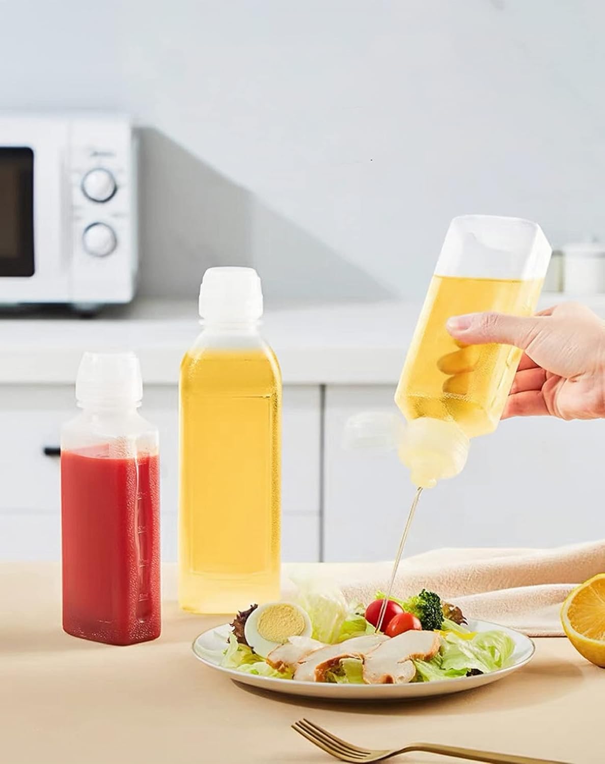 EPIPHANY 16 Oz Condiment Squeeze Bottles Set of 5 with Flip Top Cap