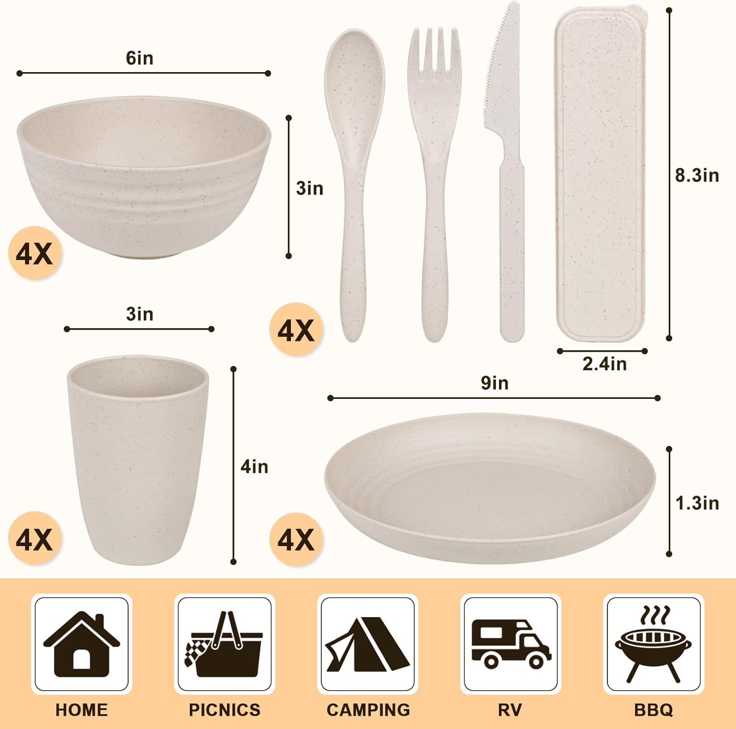 Idealic Wheat Straw Dinnerware Set 28-Piece