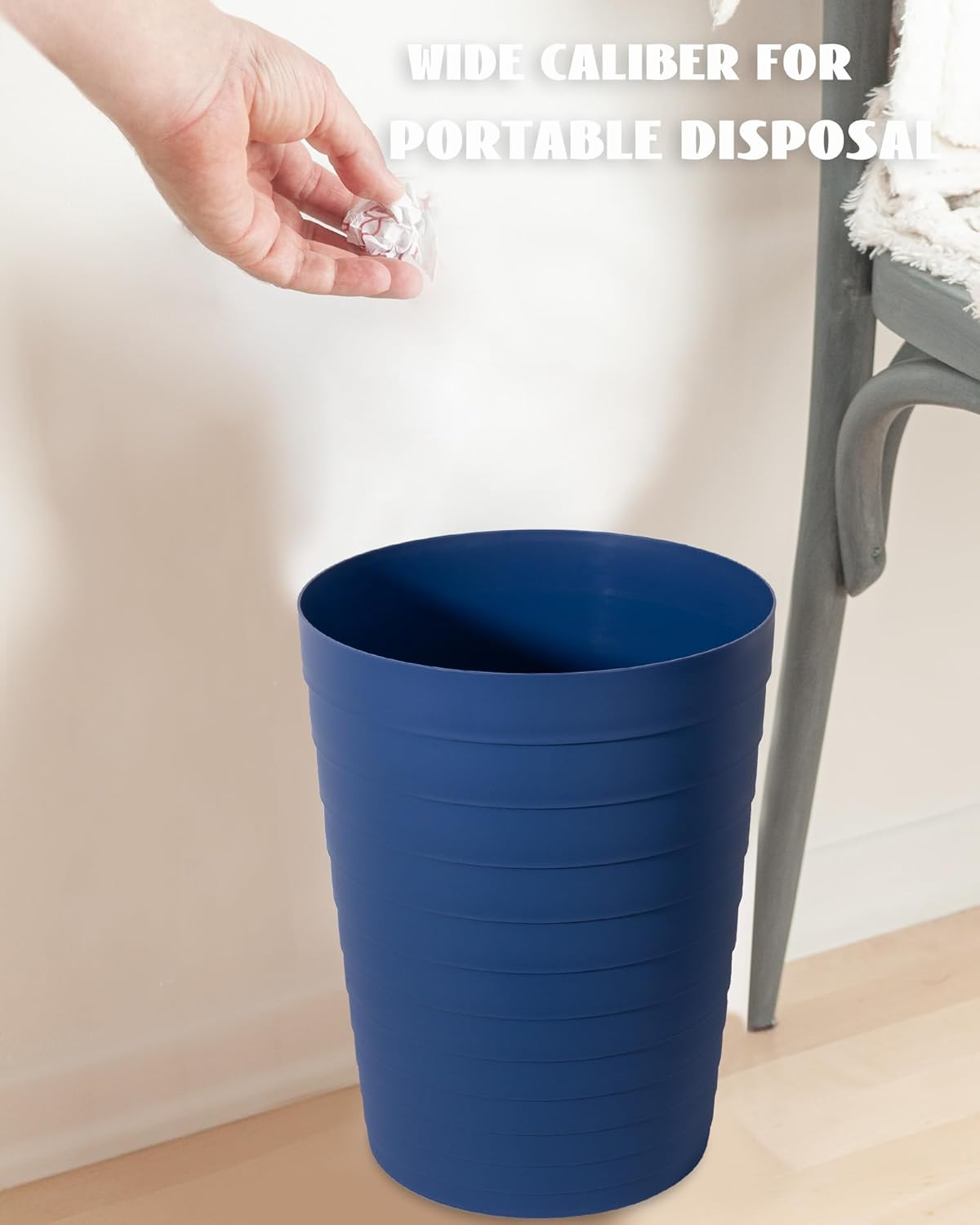 UUJOLY Small Trash Can 18 Gallon Navy Blue