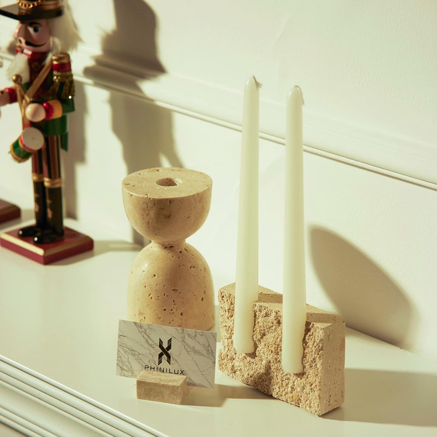 100 Travertine Wine Coaster - Marble Taper Candle Holder