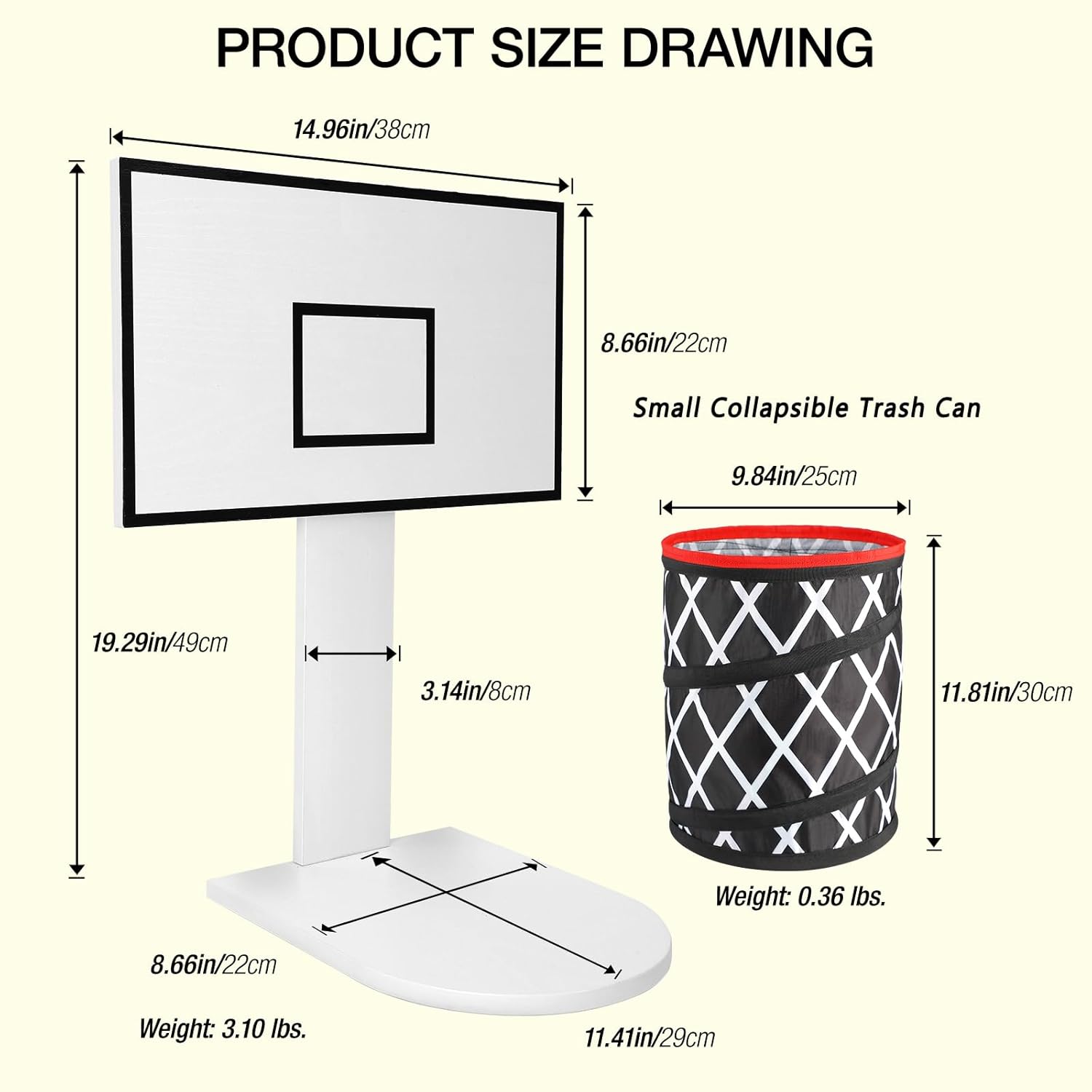 LXURY Basketball Hoop Trash Can - Collapsible Wastebasket for Home Office Gym