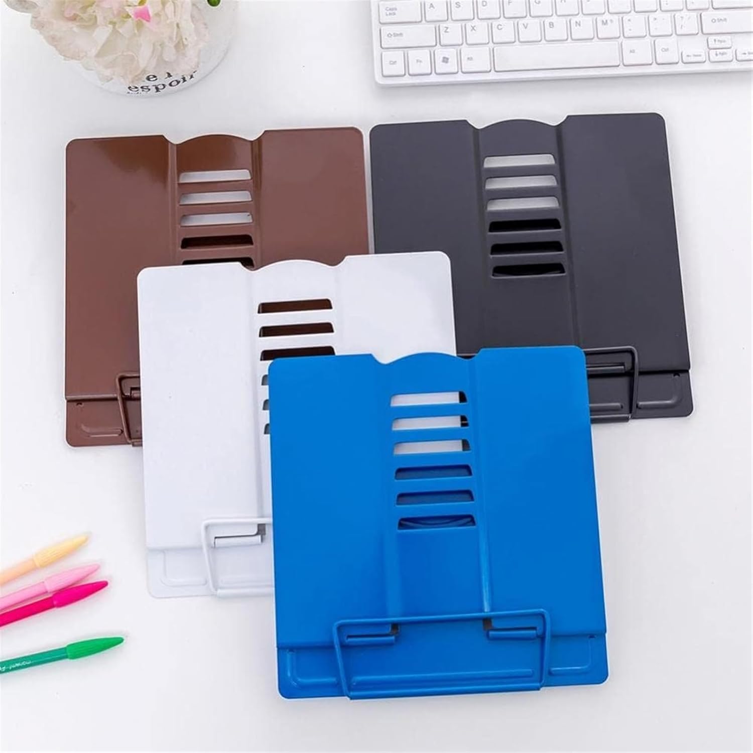 Adjustable Folding Metal Book Stand for Reading and Cooking Recipes