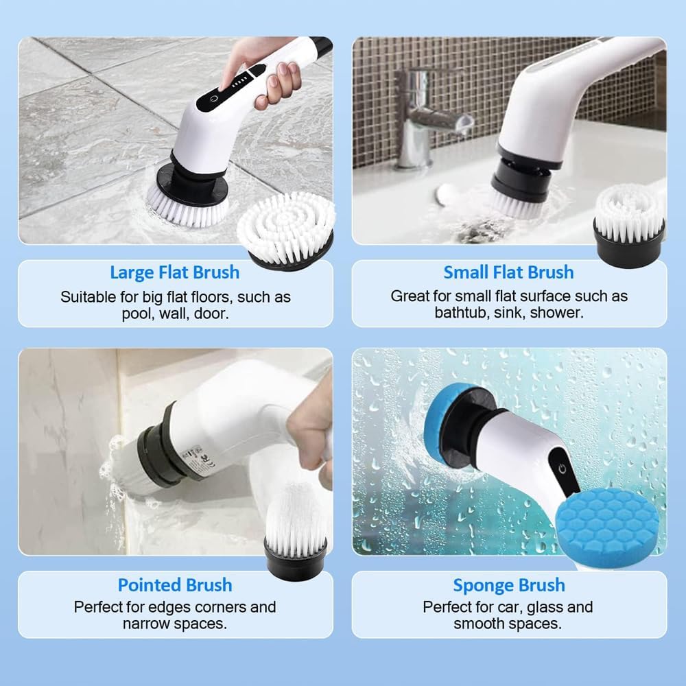 axGear Cordless Electric Spin Scrubber with 7 Brush Heads