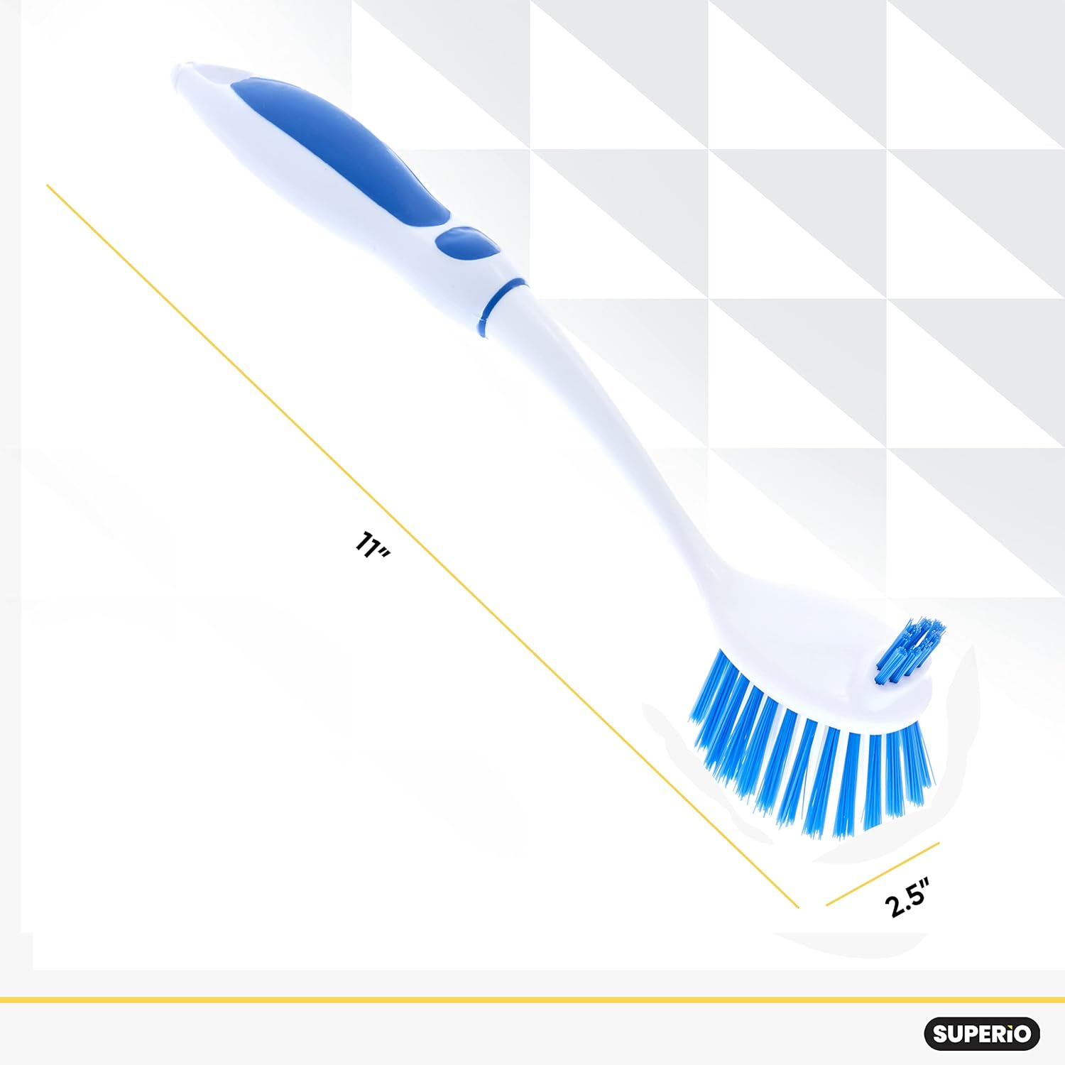 Superio Dish Washing Scrubber Brush - 2 Sided Long Handle Non Scratch