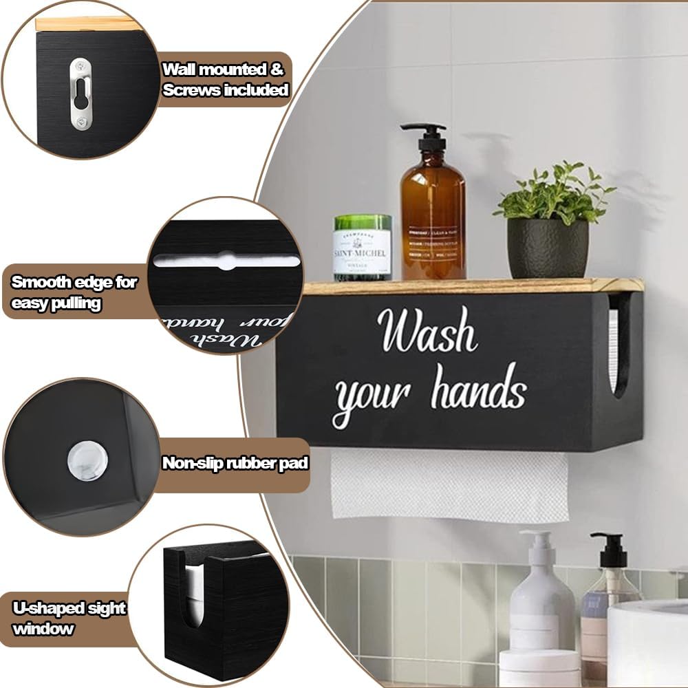 Wood Paper Towel Dispenser Wall Mount with Lid 1