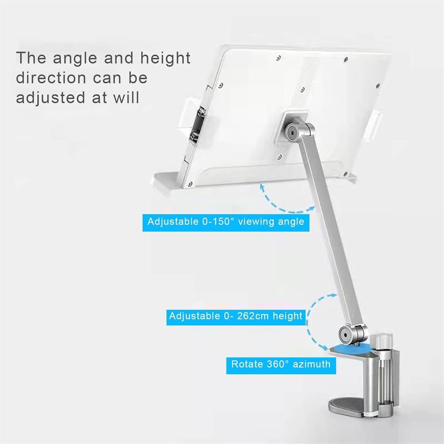 Adjustable Book Stand with Clamp 360 Rotating and 150 Angle